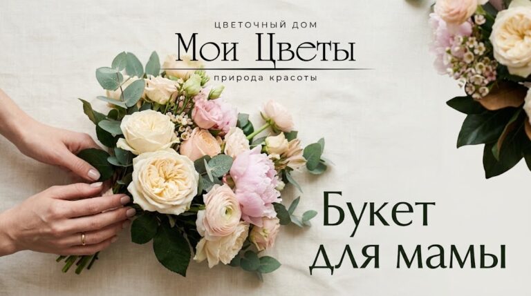 Букет для мамы на День матери с розами и пионами