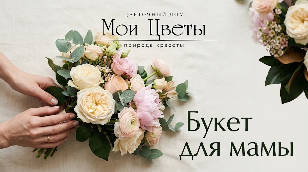 Букет для мамы на День матери с розами и пионами