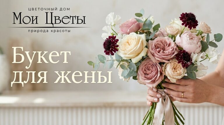 Цветы для жены: букеты роз и пионов