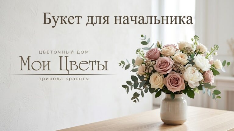Букет с розами и пионами для подарка начальнику на торжественное мероприятие