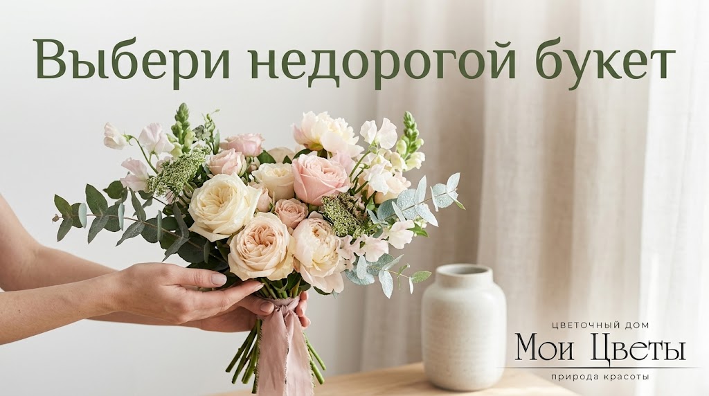 Красивая композиция из недорогих цветов для подарка