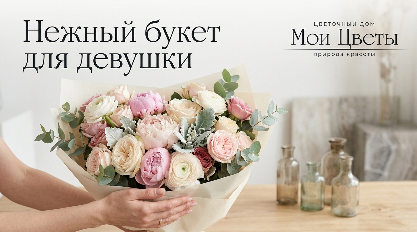 Нежный букет из роз и пионов для девушки в Кarpinsk