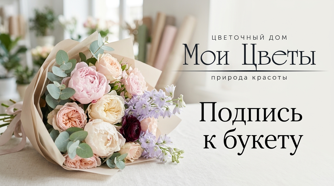 Открытка с поздравлением к цветочному букету