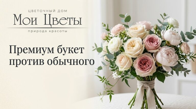 Сравнение премиум букета и обычного в цветочном магазине