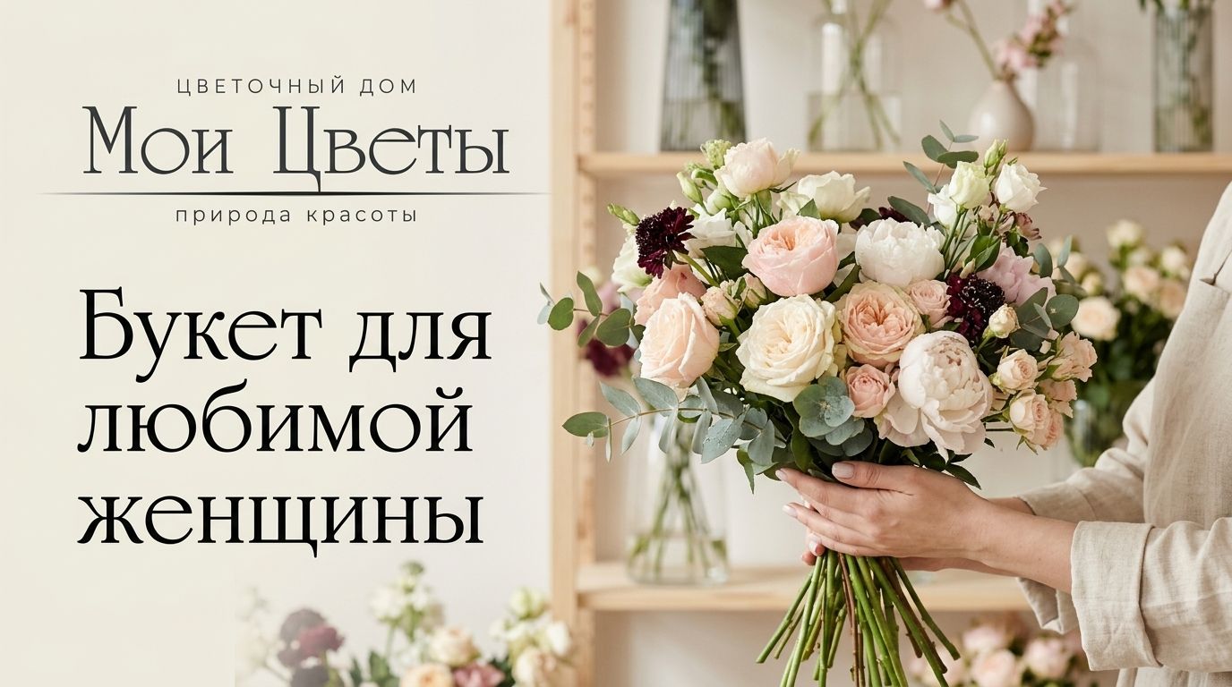 Красивый букет для любимой женщины с розами и пионами в Крапивинске