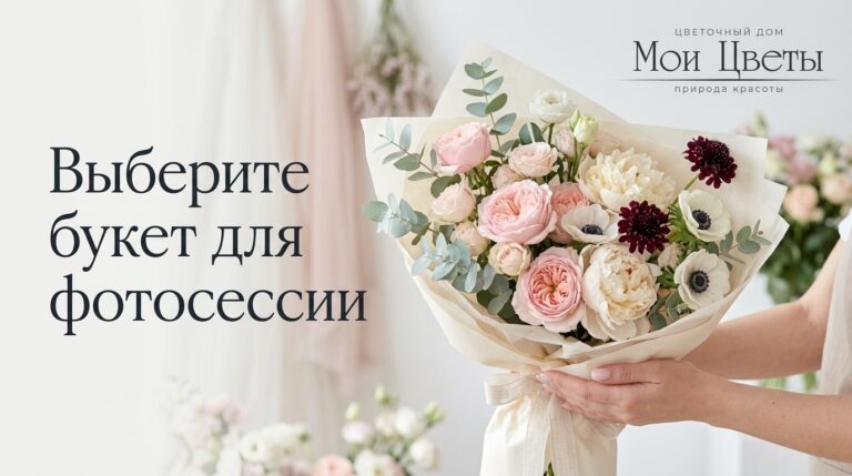 Цветы для фотосессии: розы, пионы и тюльпаны