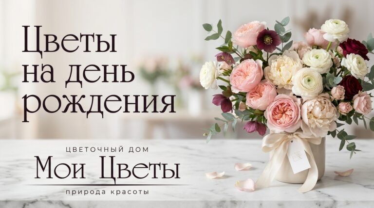 Букет роз и пионов для подарка женщине на день рождения