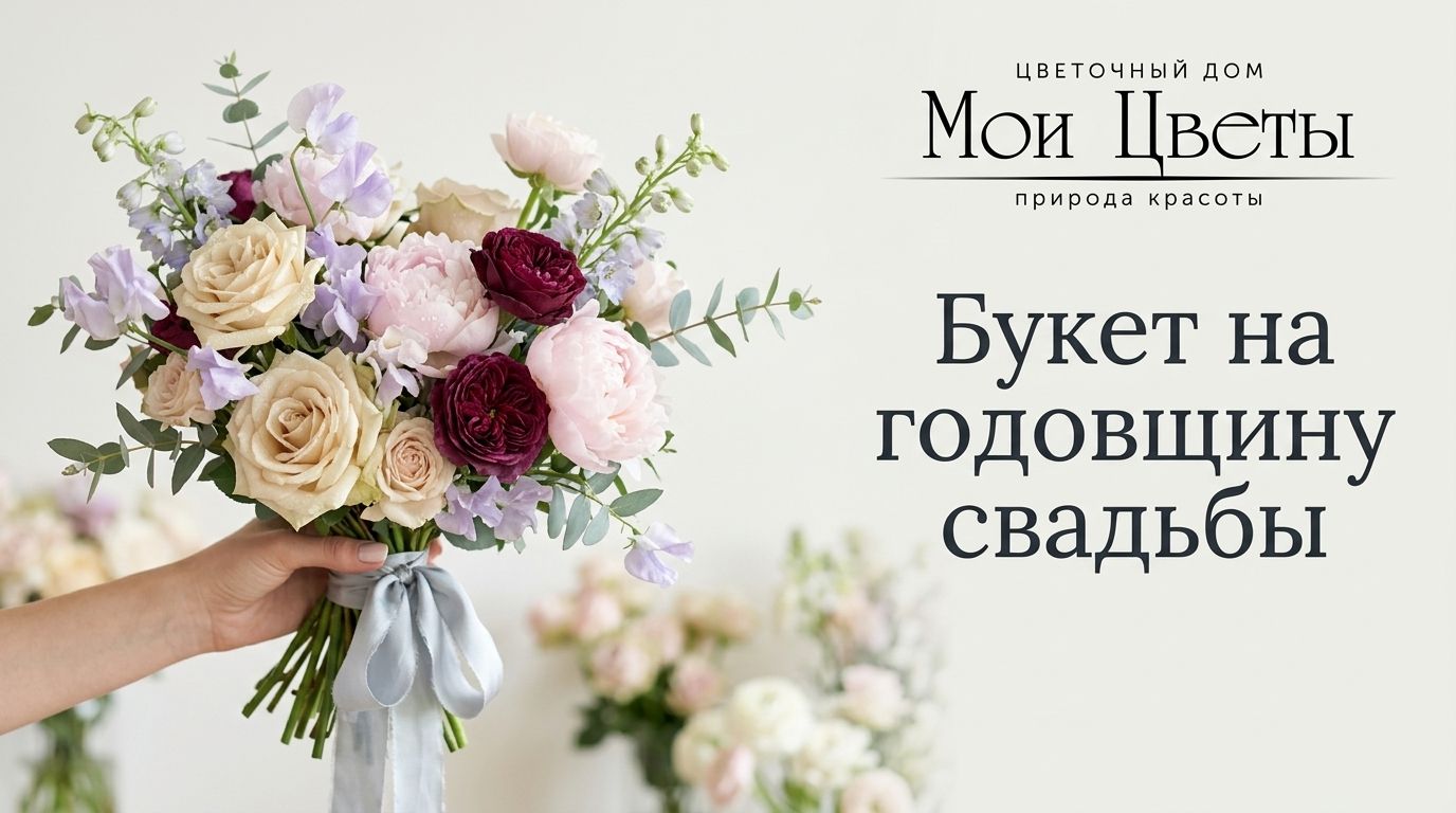 Букет роз и пионов для годовщины свадьбы в Крапивинске